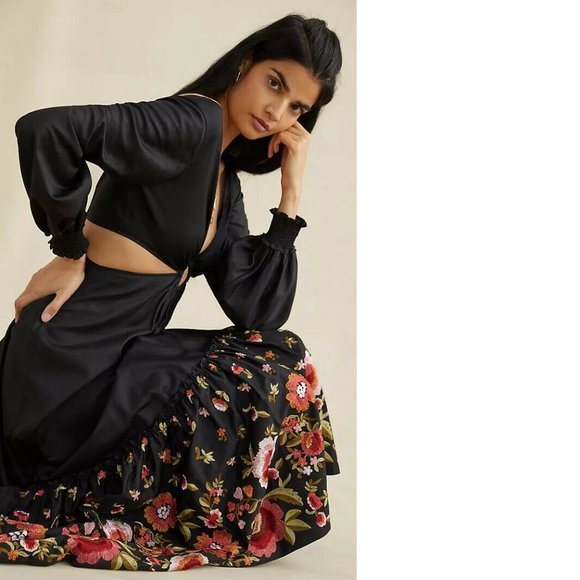 Anthropologie Karolina embroidered Cut-Out Maxi Dress - Picture 3 of 6